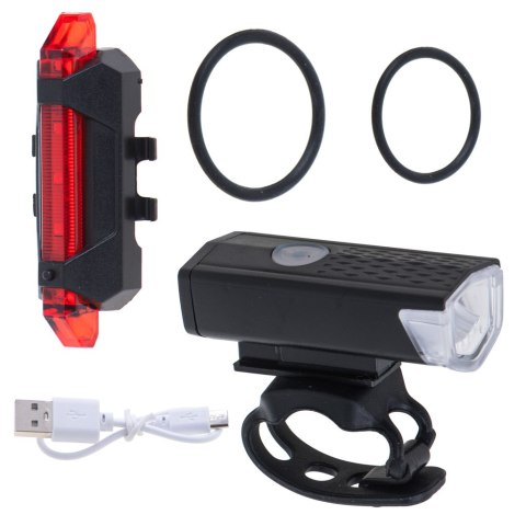 RALLEX Lampka rowerowa LED zestaw tył-przód na rower kierownicę USB RALLEX Lampka rowerowa LED zestaw tył-przód na rower kierownicę USB
