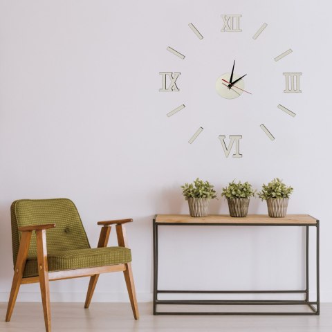 Zegar Ścienny naklejany DIY regulowany rzymski srebrny 130cm Zegar Ścienny naklejany DIY regulowany rzymski srebrny 130cm