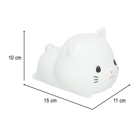 Lampka nocna dla dzieci silikonowa USB biała kotek leżący Lampka nocna dla dzieci silikonowa USB biała kotek leżący
