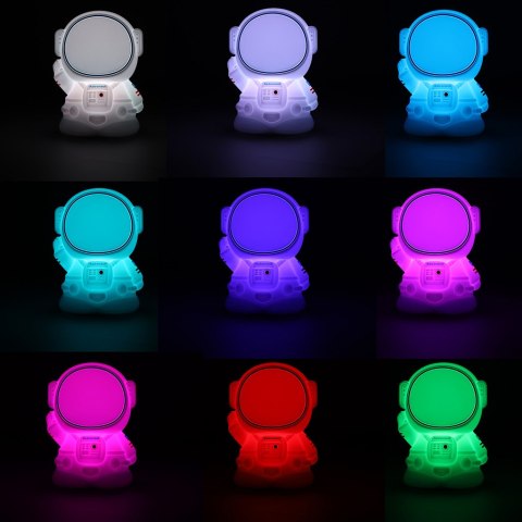 Lampka nocna dla dzieci silikonowa 8 LED USB biała astronauta Lampka nocna dla dzieci silikonowa 8 LED USB biała astronauta