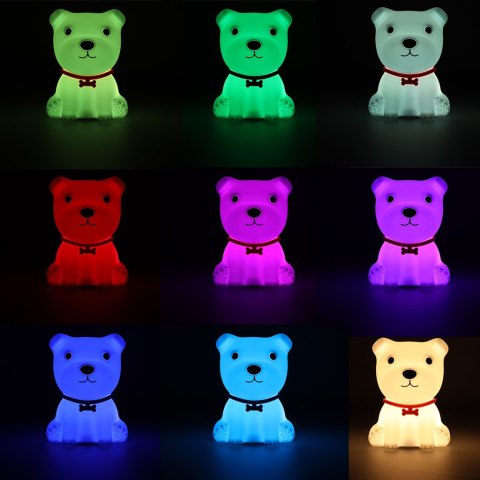 Lampka nocna dla dzieci silikonowa 8 LED USB biała piesek Lampka nocna dla dzieci silikonowa 8 LED USB biała piesek